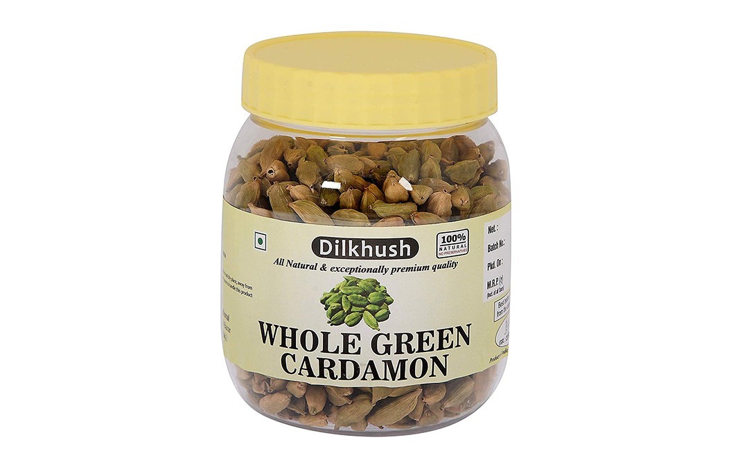 Dilkhush Whole Green Cardamon    Plastic Jar  100 grams